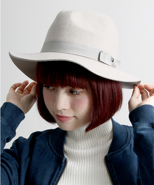 WEGO（ウィゴー）の「WEGO/ ツバ広フェルトハット（ハット・レディース・ブラック/カーキ/ブラウン/キャメル/ライトグレー・FREE）」の2枚目の写真