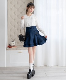 Blumarine 青花柄フリルスカート 約55cm Blumarine 青花柄フリルスカート 約55cm