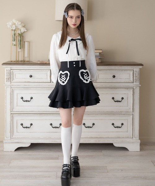 セール】レースアップハートポケットティアードスカート（スカート  