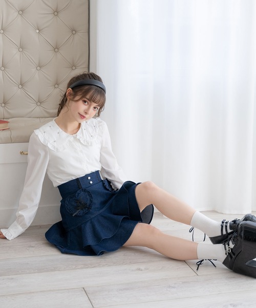 DearMyLoveRose（ディアマイラブローズ）の「レースアップハートポケットティアードスカート（スカート・レディース・ブルー/ベビーピンク/ブラック/ネイビー・MEDIUM/LARGE/LL/3L）」の20枚目の写真
