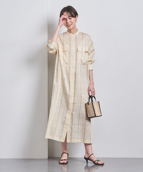 SACRA（サクラ）の「＜SACRA＞ウィンドウペン シャツワンピース（シャツワンピース・レディース・ナチュラル・38）」の2枚目の写真