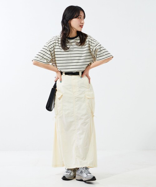 FREAK'S STORE（フリークスストア）の「限定展開　マルチボーダー 半袖 Tシャツ（Tシャツ/カットソー・レディース・ブラック/レッド/グリーン/オレンジ・ﾌﾘ-）」の7枚目の写真