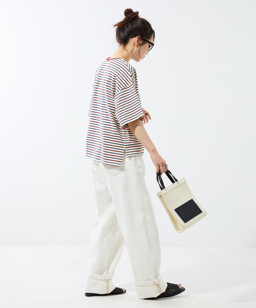 FREAK'S STORE（フリークスストア）の「限定展開　マルチボーダー 半袖 Tシャツ（Tシャツ/カットソー・レディース・ブラック/レッド/グリーン/オレンジ・ﾌﾘ-）」の17枚目の写真