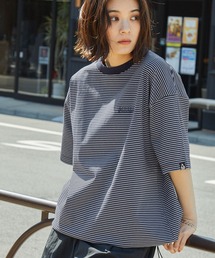 GERRY/ジェリー 別注 ロゴ刺繍 ピンボーダー ドローコード ビッグシルエット半袖Tシャツ
