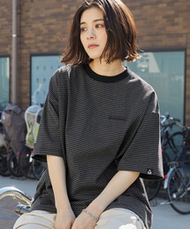 GERRY | GERRY/ジェリー 別注 ロゴ刺繍 ピンボーダー ドローコード ビッグシルエット半袖Tシャツ(Tシャツ/カットソー)