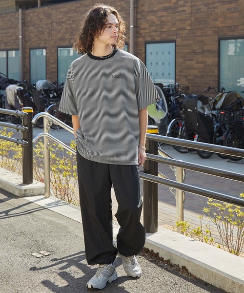 GERRY(ジェリー)の「GERRY/ジェリー 別注 ロゴ刺繍 ピンボーダー ドローコード ビッグシルエット半袖Tシャツ(Tシャツ/カットソー・メンズ・ブラウン/ブルーグリーン/ブラック/オフホワイト/ネイビー・M/L)」の13枚目の写真