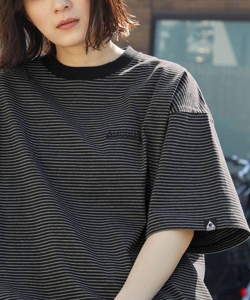 美品☆45R 縞カノコのMキャミポロ ロゴ刺繍 ボーダー ノースリーブ 1.jpg