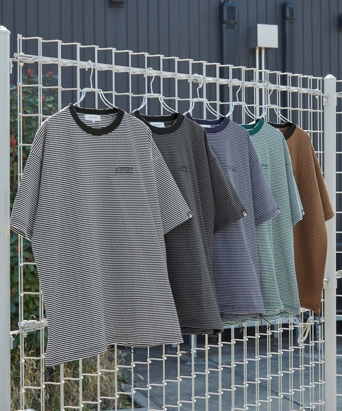 GERRY(ジェリー)の「GERRY/ジェリー 別注 ロゴ刺繍 ピンボーダー ドローコード ビッグシルエット半袖Tシャツ(Tシャツ/カットソー・メンズ・ブラウン/ブルーグリーン/ブラック/オフホワイト/ネイビー・M/L)」の6枚目の写真