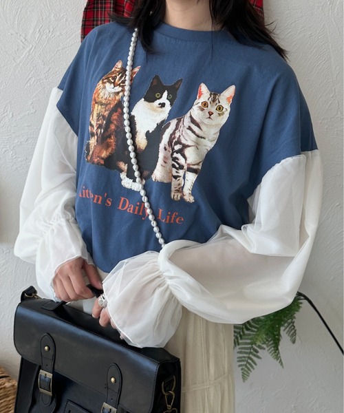 kutir(クティール)の「チュールドッキングロンT(Tシャツ/カットソー・レディース・オートミール/ネイビー/チャコールグレー・FREE)」の3枚目の写真