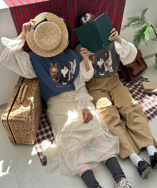 kutir(クティール)の「チュールドッキングロンT(Tシャツ/カットソー・レディース・オートミール/ネイビー/チャコールグレー・FREE)」の7枚目の写真