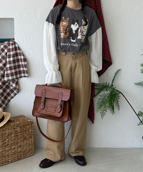 kutir(クティール)の「チュールドッキングロンT(Tシャツ/カットソー・レディース・オートミール/ネイビー/チャコールグレー・FREE)」の12枚目の写真