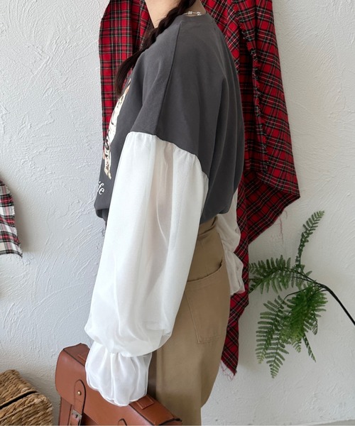 kutir(クティール)の「チュールドッキングロンT(Tシャツ/カットソー・レディース・オートミール/ネイビー/チャコールグレー・FREE)」の10枚目の写真