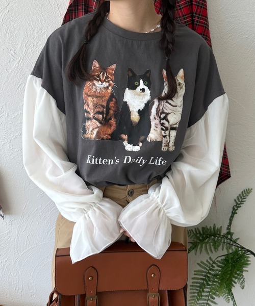 kutir(クティール)の「チュールドッキングロンT(Tシャツ/カットソー・レディース・オートミール/ネイビー/チャコールグレー・FREE)」の8枚目の写真