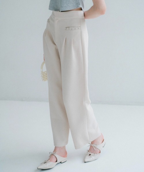 ECREL(エクレール)の「ビジューフロントポケットスラックス(スラックス・レディース・ベージュ/ブルー・S/M)」の3枚目の写真