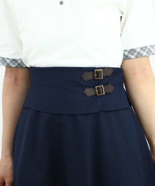 F i.n.t（フィント）の「サイドベルトレイヤードウエストフレアースカート/fint（スカート・レディース・グレー/ネイビー・FREE）」の9枚目の写真