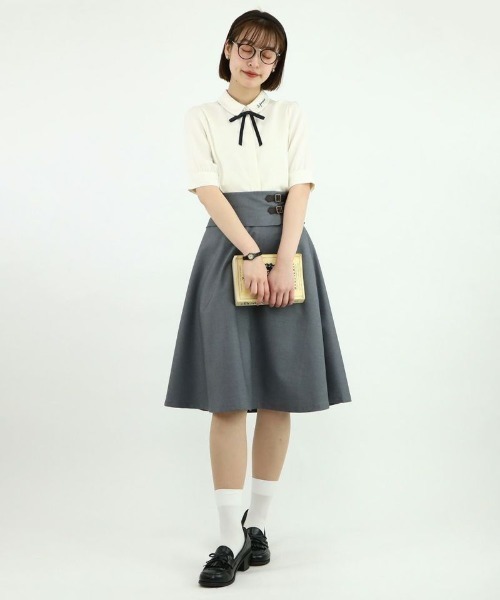 F i.n.t（フィント）の「サイドベルトレイヤードウエストフレアースカート/fint（スカート・レディース・グレー/ネイビー・FREE）」の16枚目の写真