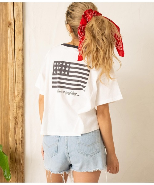 anap mimpi（アナップミンピ）の「国旗プリント コットン リンガーTシャツ（Tシャツ/カットソー・レディース・ホワイト/ネイビー・FREE）」の6枚目の写真