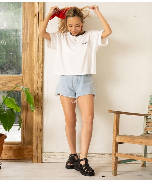 anap mimpi（アナップミンピ）の「国旗プリント コットン リンガーTシャツ（Tシャツ/カットソー・レディース・ホワイト/ネイビー・FREE）」の8枚目の写真