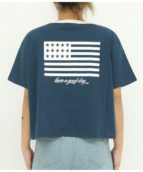 anap mimpi（アナップミンピ）の「国旗プリント コットン リンガーTシャツ（Tシャツ/カットソー・レディース・ホワイト/ネイビー・FREE）」の20枚目の写真