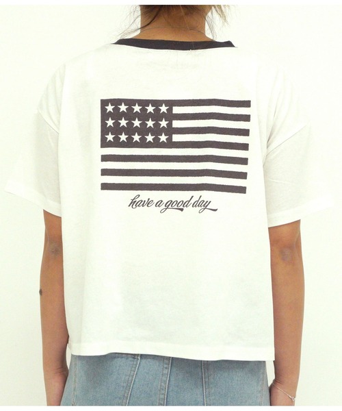 anap mimpi（アナップミンピ）の「国旗プリント コットン リンガーTシャツ（Tシャツ/カットソー・レディース・ホワイト/ネイビー・FREE）」の18枚目の写真