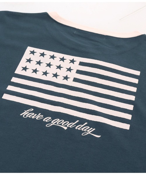 anap mimpi（アナップミンピ）の「国旗プリント コットン リンガーTシャツ（Tシャツ/カットソー・レディース・ホワイト/ネイビー・FREE）」の22枚目の写真