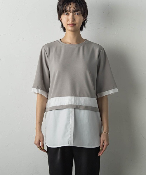 MAYSON GREY(メイソングレイ)の「シアーレイヤードコンビプルオーバー(Tシャツ/カットソー・レディース・グリーン/グレー/オフホワイト・M)」の5枚目の写真