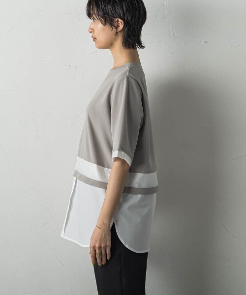 MAYSON GREY(メイソングレイ)の「シアーレイヤードコンビプルオーバー(Tシャツ/カットソー・レディース・グリーン/グレー/オフホワイト・M)」の6枚目の写真