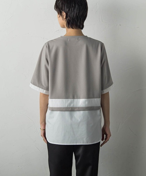 MAYSON GREY(メイソングレイ)の「シアーレイヤードコンビプルオーバー(Tシャツ/カットソー・レディース・グリーン/グレー/オフホワイト・M)」の7枚目の写真