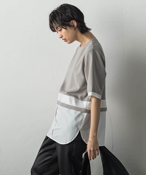 MAYSON GREY(メイソングレイ)の「シアーレイヤードコンビプルオーバー(Tシャツ/カットソー・レディース・グリーン/グレー/オフホワイト・M)」の9枚目の写真