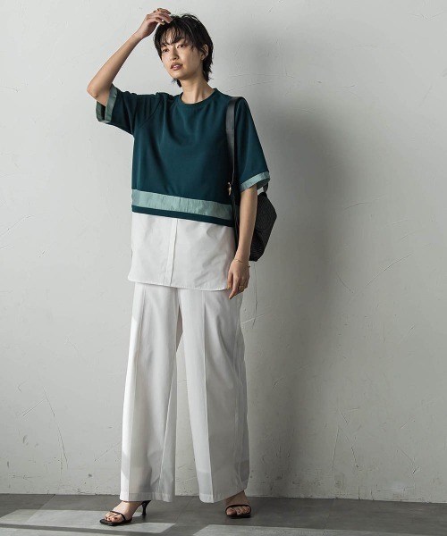 MAYSON GREY(メイソングレイ)の「シアーレイヤードコンビプルオーバー(Tシャツ/カットソー・レディース・グリーン/グレー/オフホワイト・M)」の16枚目の写真