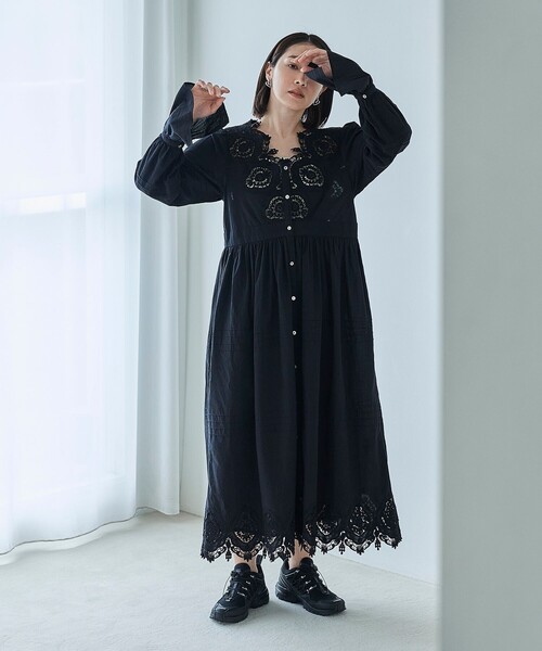 FREAK'S STORE(フリークスストア)の「FREAK’S STORE/フリークスストア The Yarn. インド カットワークレースワンピース(ワンピース・レディース・オフホワイト/ブラック・フリ-)」の19枚目の写真