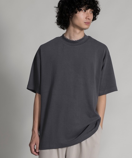 aimoha（アイモハ）の「【aimoha neo】MOCK NECK DOUBLE-SIDED COTTON TEE (SS)（Tシャツ/カットソー・メンズ・ブラック/ダークグレー/ベージュ・0/1/2/3）」の3枚目の写真