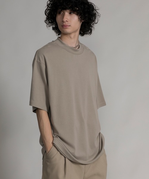 aimoha（アイモハ）の「【aimoha neo】MOCK NECK DOUBLE-SIDED COTTON TEE (SS)（Tシャツ/カットソー・メンズ・ブラック/ダークグレー/ベージュ・0/1/2/3）」の5枚目の写真