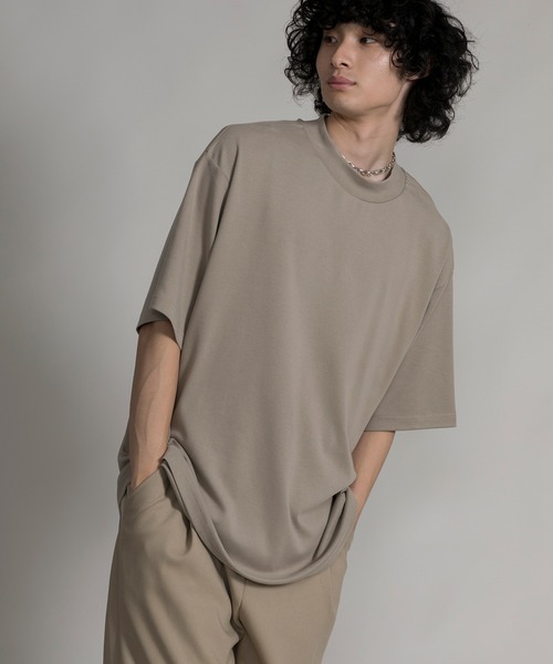 aimoha（アイモハ）の「【aimoha neo】MOCK NECK DOUBLE-SIDED COTTON TEE (SS)（Tシャツ/カットソー・メンズ・ブラック/ダークグレー/ベージュ・0/1/2/3）」の6枚目の写真