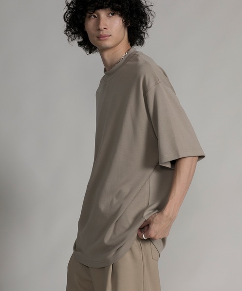 aimoha（アイモハ）の「【aimoha neo】MOCK NECK DOUBLE-SIDED COTTON TEE (SS)（Tシャツ/カットソー・メンズ・ブラック/ダークグレー/ベージュ・0/1/2/3）」の8枚目の写真
