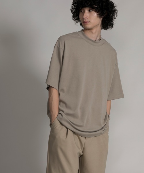 aimoha（アイモハ）の「【aimoha neo】MOCK NECK DOUBLE-SIDED COTTON TEE (SS)（Tシャツ/カットソー・メンズ・ブラック/ダークグレー/ベージュ・0/1/2/3）」の13枚目の写真
