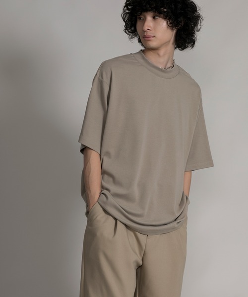 aimoha（アイモハ）の「【aimoha neo】MOCK NECK DOUBLE-SIDED COTTON TEE (SS)（Tシャツ/カットソー・メンズ・ブラック/ダークグレー/ベージュ・0/1/2/3）」の14枚目の写真