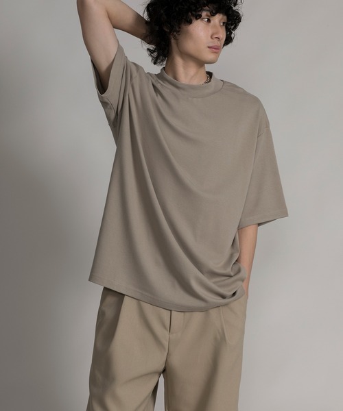 aimoha（アイモハ）の「【aimoha neo】MOCK NECK DOUBLE-SIDED COTTON TEE (SS)（Tシャツ/カットソー・メンズ・ブラック/ダークグレー/ベージュ・0/1/2/3）」の16枚目の写真