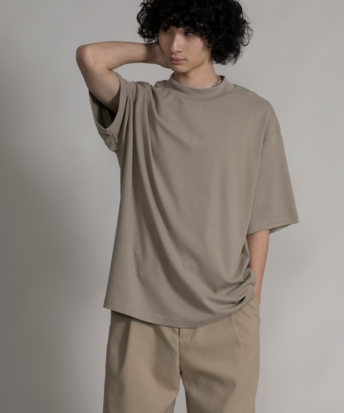 aimoha（アイモハ）の「【aimoha neo】MOCK NECK DOUBLE-SIDED COTTON TEE (SS)（Tシャツ/カットソー・メンズ・ブラック/ダークグレー/ベージュ・0/1/2/3）」の18枚目の写真