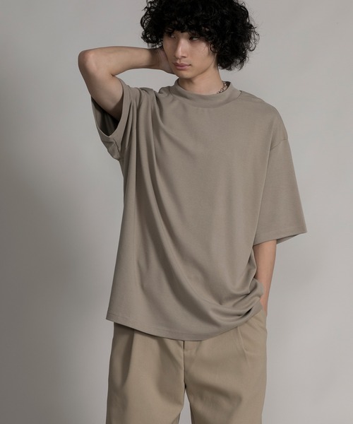 aimoha（アイモハ）の「【aimoha neo】MOCK NECK DOUBLE-SIDED COTTON TEE (SS)（Tシャツ/カットソー・メンズ・ブラック/ダークグレー/ベージュ・0/1/2/3）」の19枚目の写真