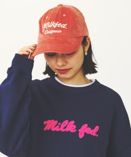 MILKFED.（ミルクフェド）の「CHAIN STITCH LOGO CAP（キャップ・レディース・オフホワイト/ピンク/チャコール・ONE SIZE）」の3枚目の写真