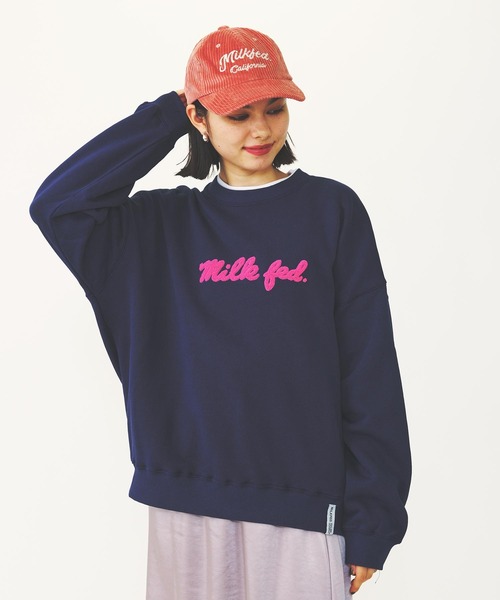 MILKFED.（ミルクフェド）の「CHAIN STITCH LOGO CAP（キャップ・レディース・オフホワイト/ピンク/チャコール・ONE SIZE）」の13枚目の写真