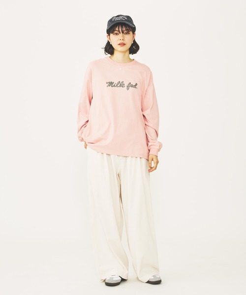 MILKFED.（ミルクフェド）の「CHAIN STITCH LOGO CAP（キャップ・レディース・オフホワイト/ピンク/チャコール・ONE SIZE）」の20枚目の写真