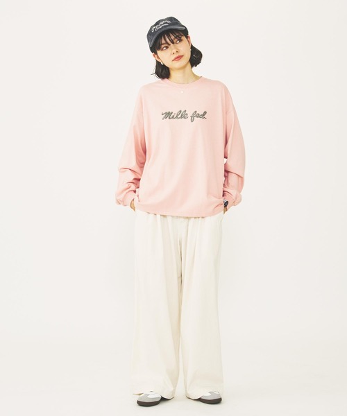 MILKFED.（ミルクフェド）の「CHAIN STITCH LOGO CAP（キャップ・レディース・オフホワイト/ピンク/チャコール・ONE SIZE）」の21枚目の写真