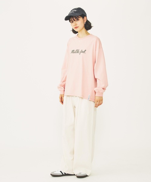 MILKFED.（ミルクフェド）の「CHAIN STITCH LOGO CAP（キャップ・レディース・オフホワイト/ピンク/チャコール・ONE SIZE）」の22枚目の写真