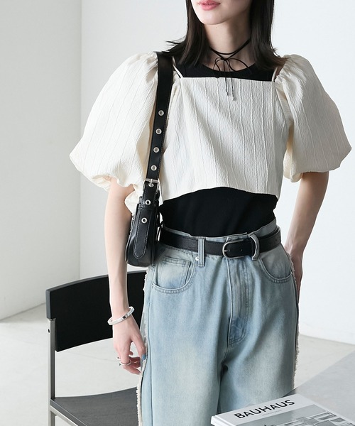 forksy.(フォルクシー)の「【forksy.】2wayパフスリーブオフショルビスチェ(シャツ/ブラウス・レディース・ブラック/アイボリー・FREE)」の10枚目の写真