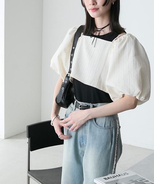 forksy.(フォルクシー)の「【forksy.】2wayパフスリーブオフショルビスチェ(シャツ/ブラウス・レディース・ブラック/アイボリー・FREE)」の11枚目の写真