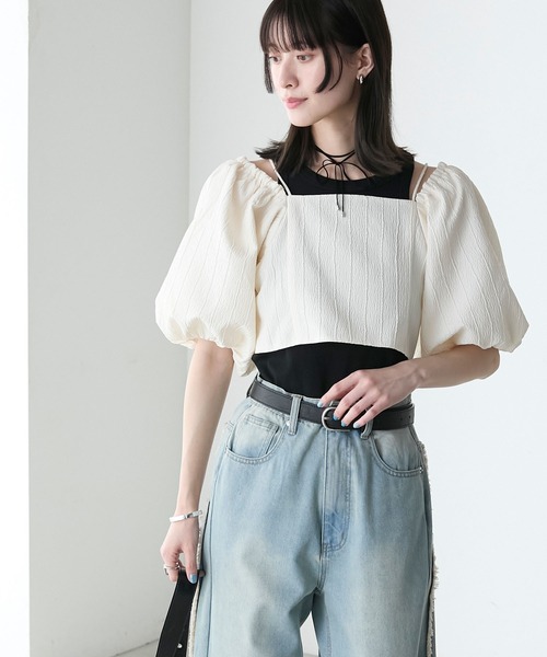 forksy.(フォルクシー)の「【forksy.】2wayパフスリーブオフショルビスチェ(シャツ/ブラウス・レディース・ブラック/アイボリー・FREE)」の13枚目の写真