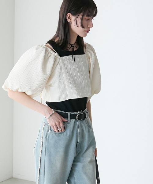 forksy.(フォルクシー)の「【forksy.】2wayパフスリーブオフショルビスチェ(シャツ/ブラウス・レディース・ブラック/アイボリー・FREE)」の14枚目の写真