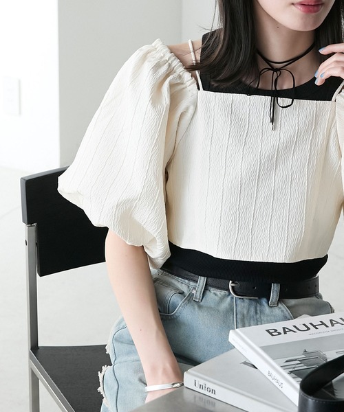 forksy.(フォルクシー)の「【forksy.】2wayパフスリーブオフショルビスチェ(シャツ/ブラウス・レディース・ブラック/アイボリー・FREE)」の16枚目の写真